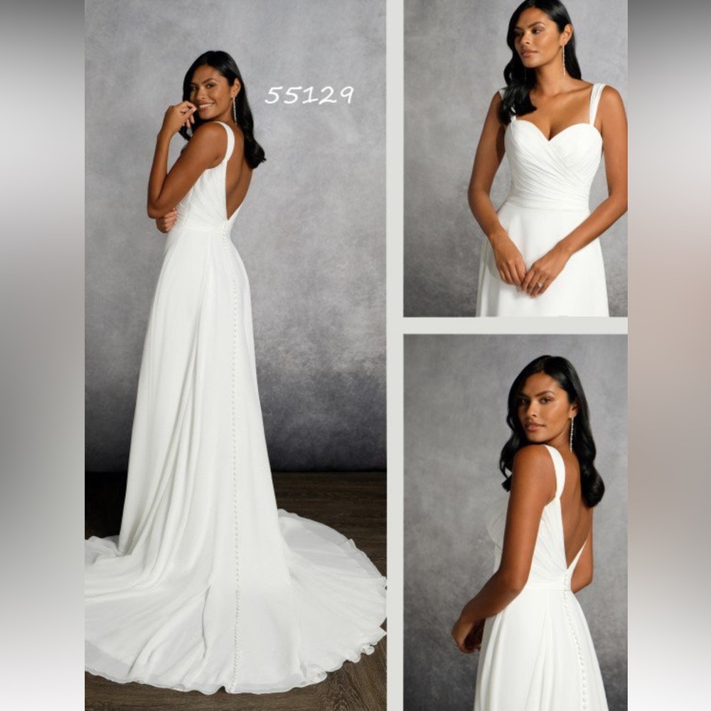 JUSTIN ALEXANDER wedding dress sz 12 Chiffon A-Line Dress 55129 Roma Collection